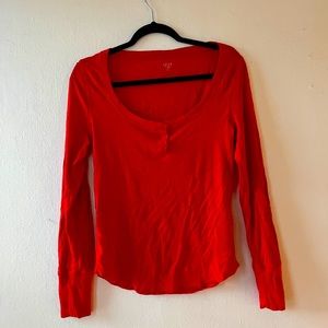 Red Long Sleeve Sleep Shirt